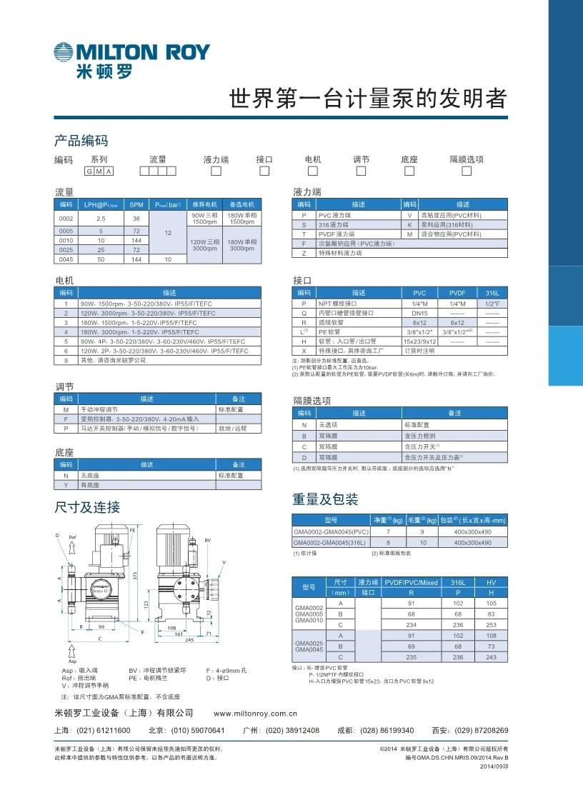 GMA机械隔膜计量泵选型